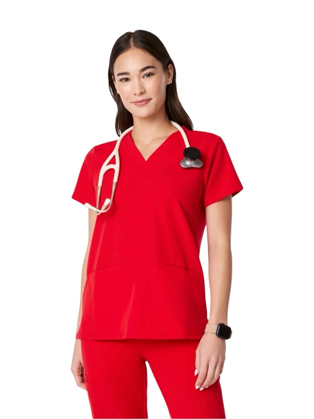 FIGS Casma Scrub Top Women's XL Pop Red FIONx NWOT